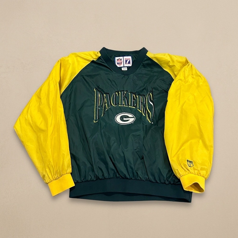 Vintage 90s Logo 7 Green Bay Packers Pullover Jacket Mens XL NFL Green Gold